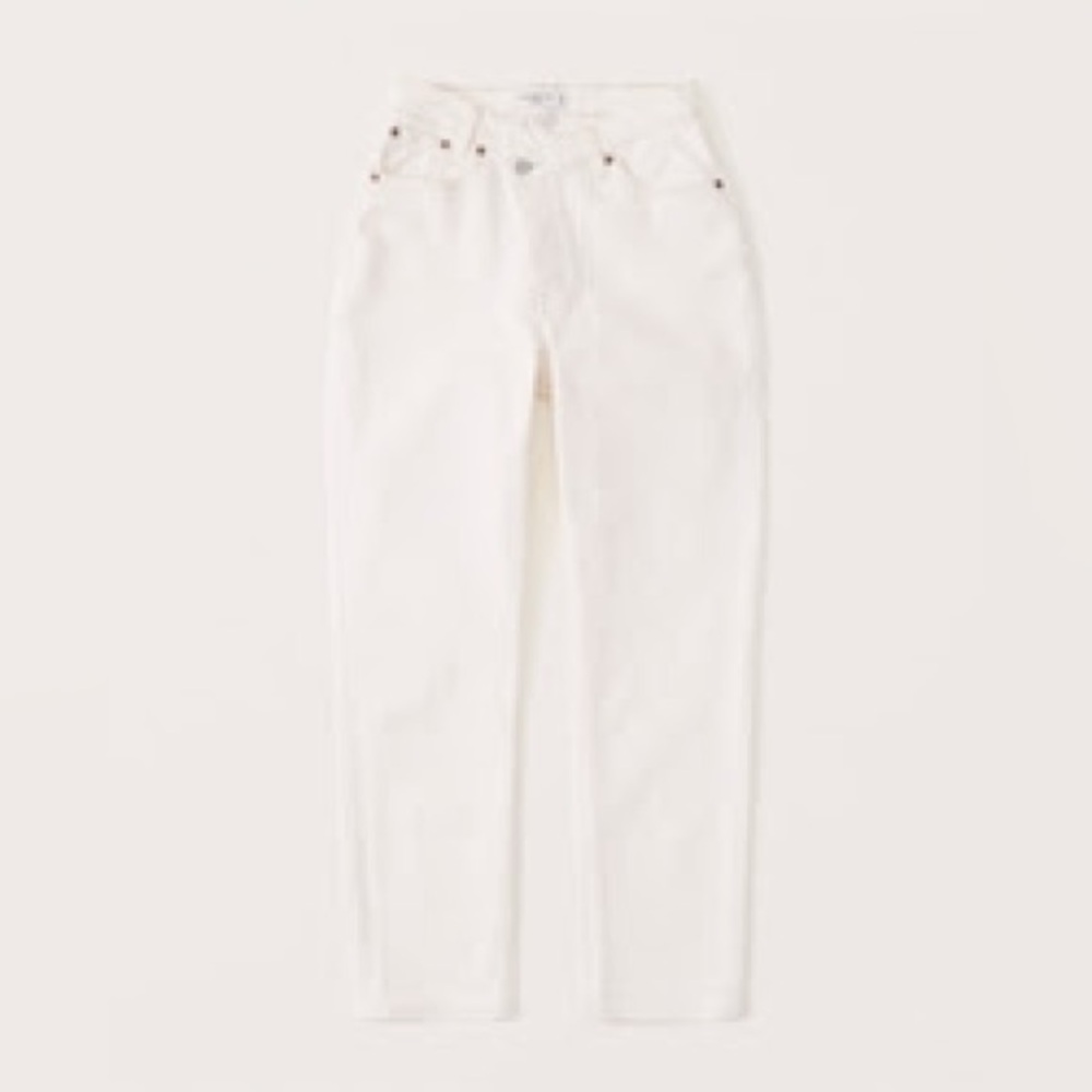 Abercrombie & Fitch | Cream Curve Love High Rise Dad Jeans w Hidden Button Fly